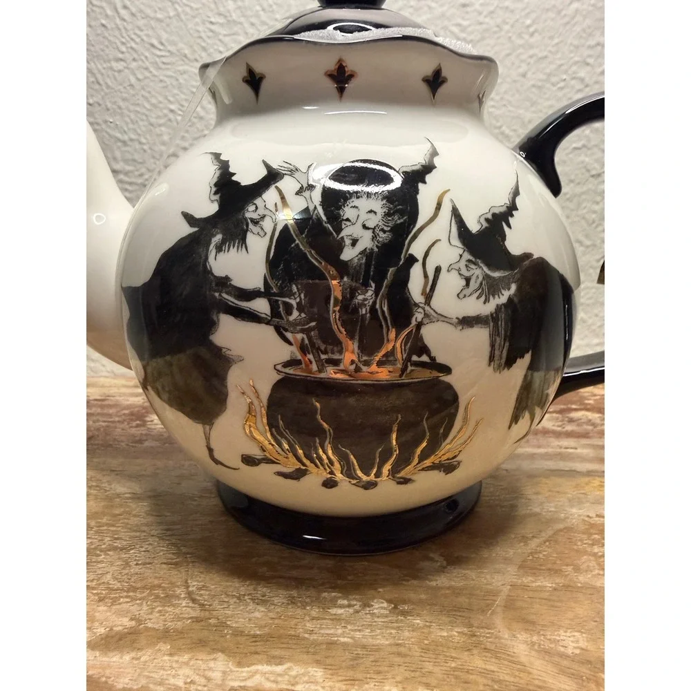 Potter's Studio Halloween Spooky Night Witches Brew Ceramic Teapot 40oz NEW